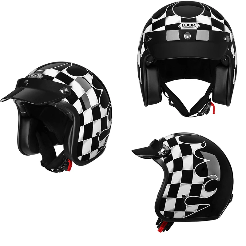 2023 Vintage 3/4 Jet Open Face Motorcycle Helmet Helmets for Electric Scooter Retro Moto German Men's Cafe Racer Chopper Women's enlarge