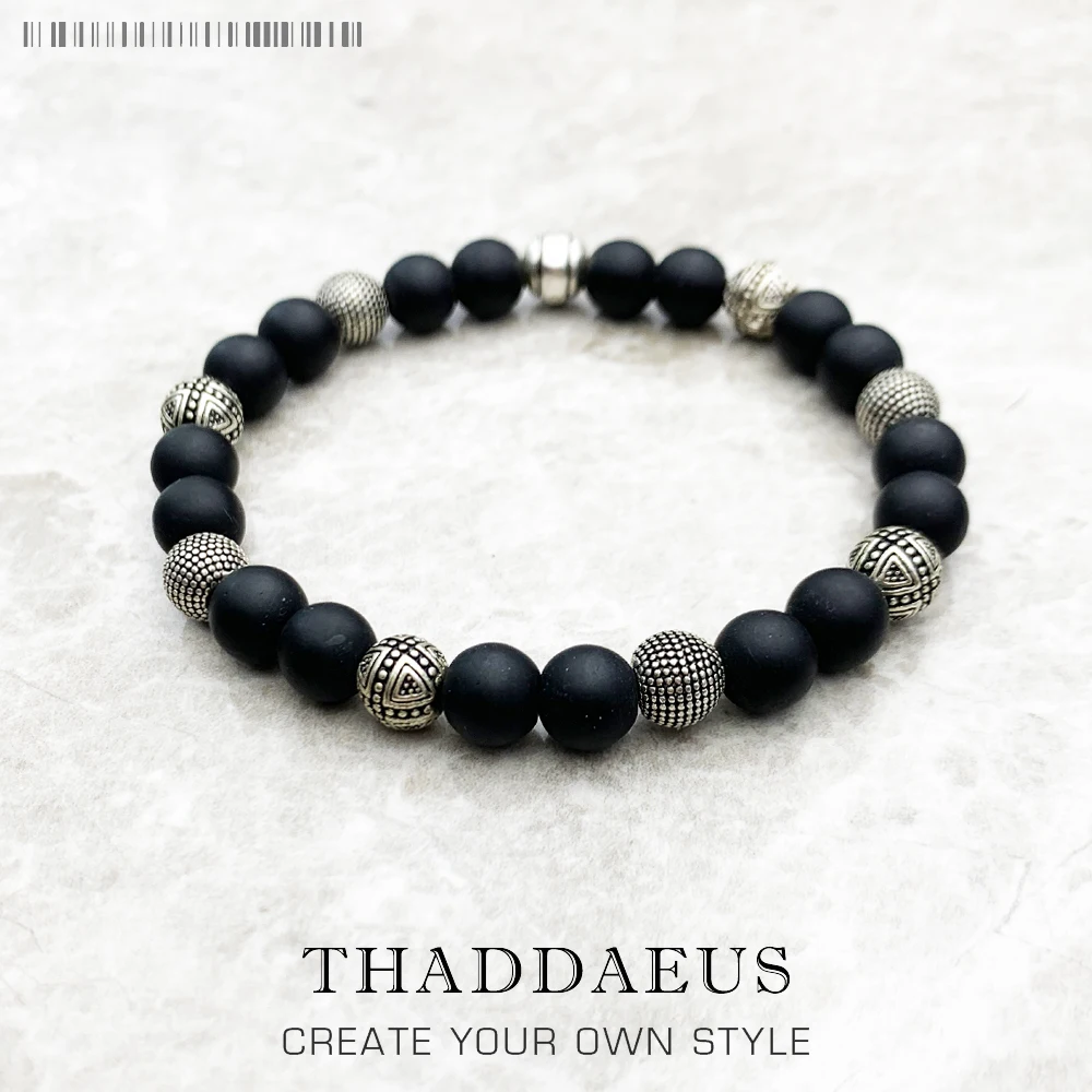 Фото Браслет Hero Rebel Bead европейский стиль Модные ювелирные изделия подарок для мужчин и женщин, из стерлингового серебра и черного обсидиана №1