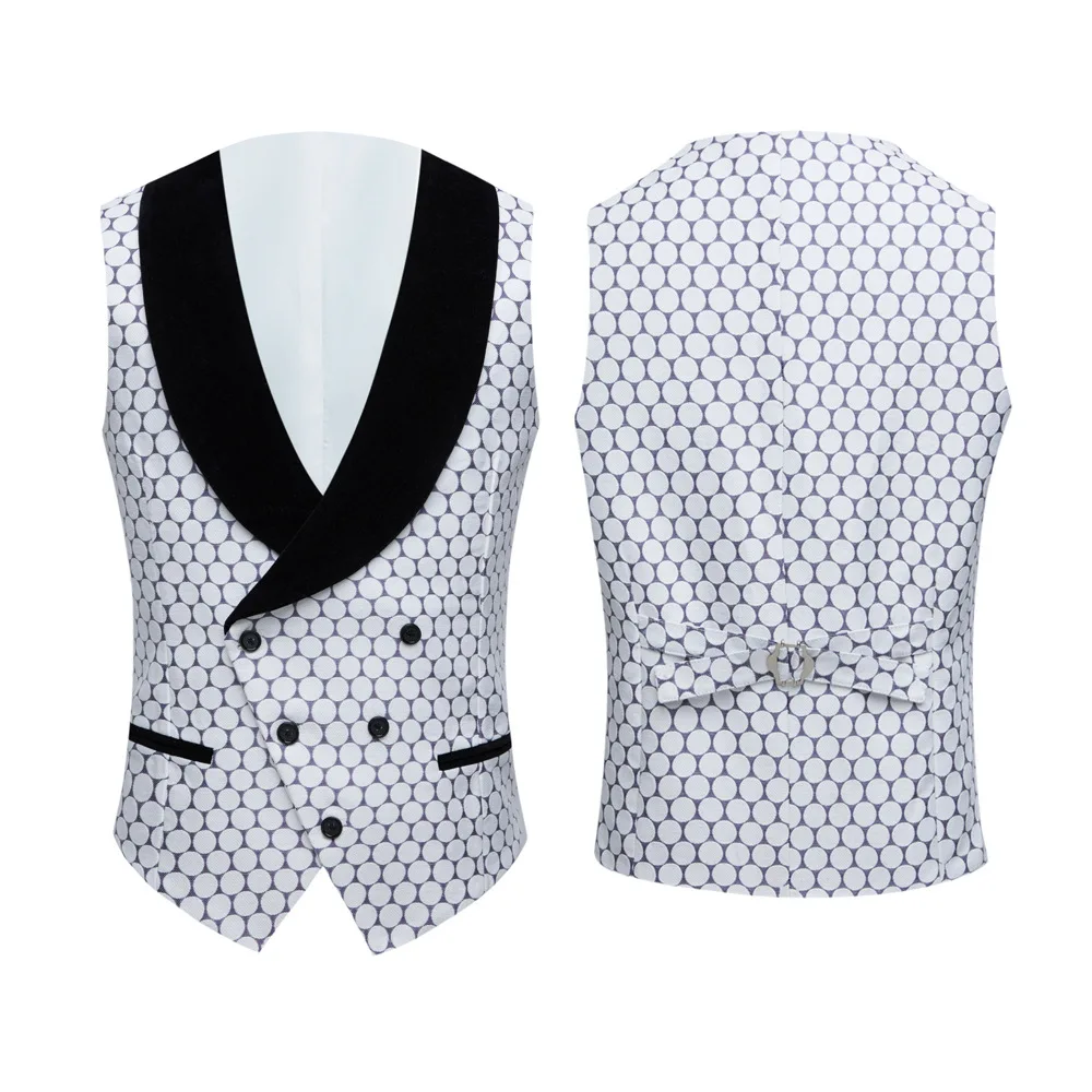 2025 Мужской деловой костюм в горошек с жаккардовым черным воротником/мужской