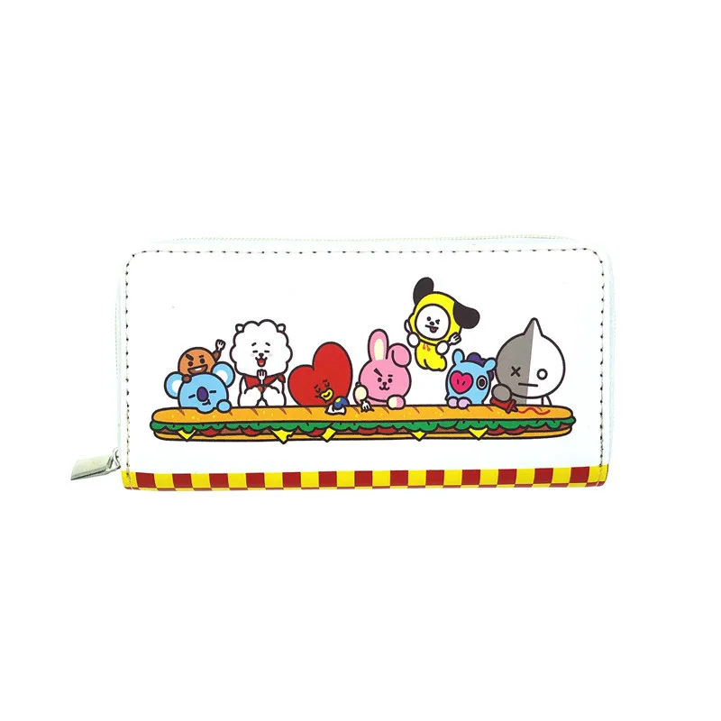 Милый мультяшный японский и корейский кошелек 19 см Kawaii BT21 из искусственной кожи с