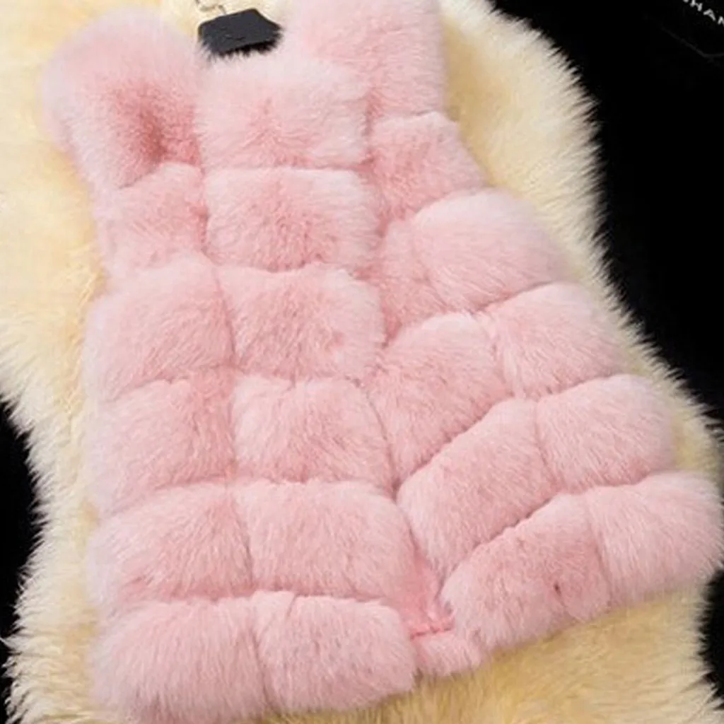

Free Shipping2019 Winter Waistcoat For Women Plush Chalecos Mujer Faux Fur Solid Casual Sleeveless Warm Vest