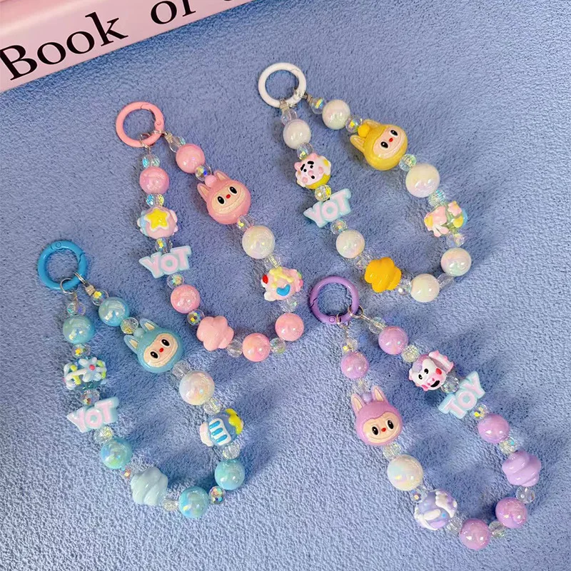 Цепочка для телефона Labubu подвеска рюкзака из бисера ремешок мобильного милый