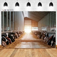 laeacco modern prairies farm interior dairy cows photography background adults kids portrait customized photocall backdrop