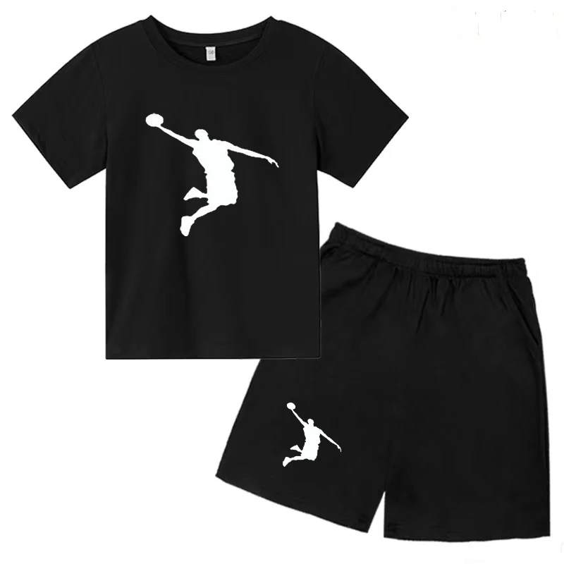 T-shirt Set Boys Summer Basketball Game Training Clothes Girls Outdoor Brand Sports Clothes Top Shorts 2 Pieces Children Casual
