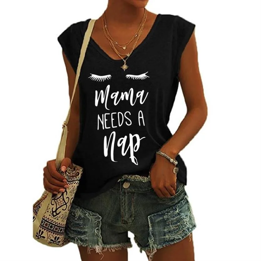 

2022 New Fashion Mama Women Casual Sexy Camisole Tanks Top V-neck Simple Loose Sleeveless T-shirts New Vest gift for mama