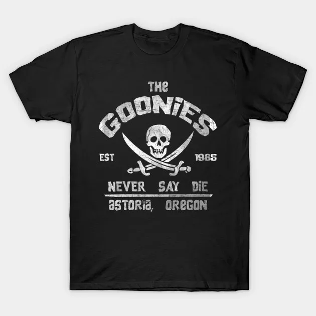 

2022 Men Summer Black Street Fashion Hip Hop The Goonies Never Say Die T-shirt Cotton Tees Short Sleeve Tops