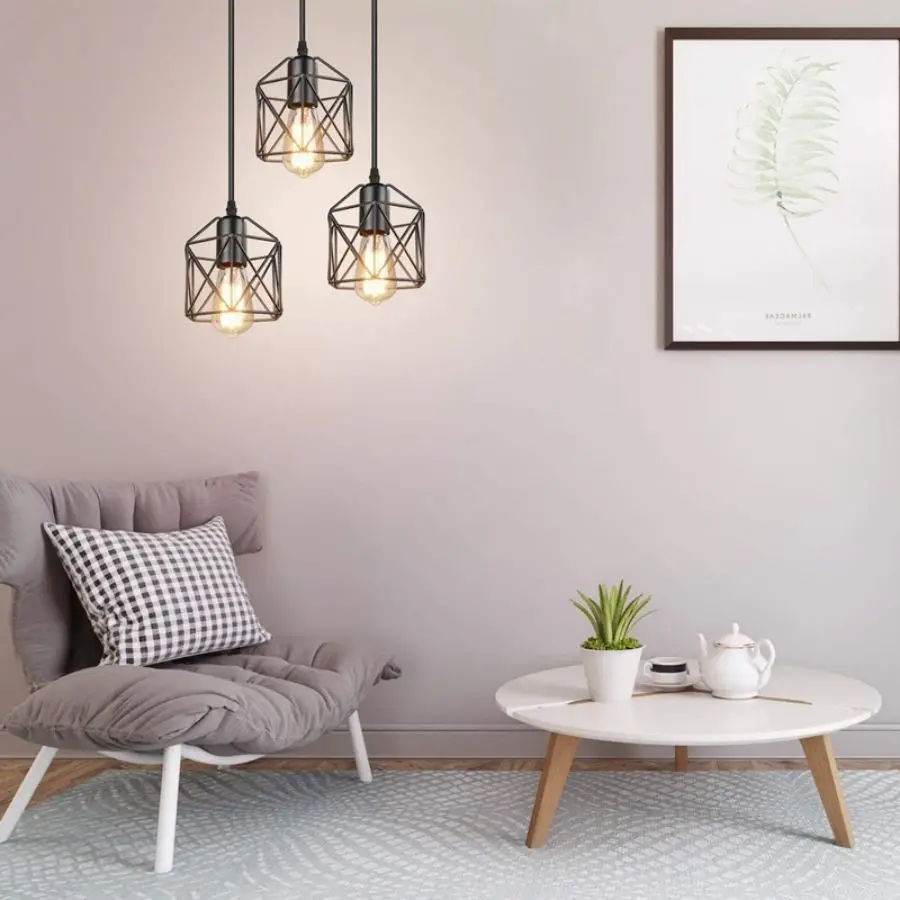  Промышленный Подвесной Светильник В Стиле Ретро MARPOU Черный Металлический