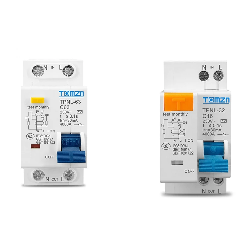 

Автоматический выключатель тока TOMZN TPNL DPNL 230 В 1P + N с защитой от перегрузки и короткого тока RCBO MCB, TPNL