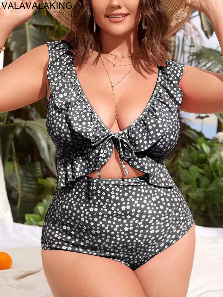 Valavalaking 2025 сексуальный принт плюс размер купальники женские Verge Hollow большой