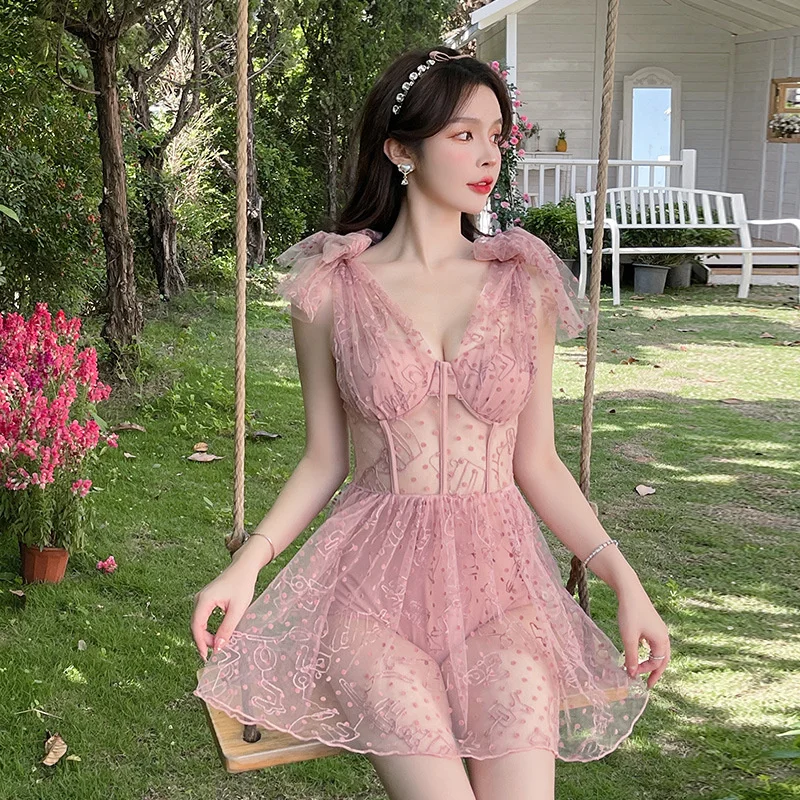 

Цельный купальник женский в Корейском стиле пикантный купальник с открытой спиной телесное покрытие летние пляжные купальные костюмы для ...