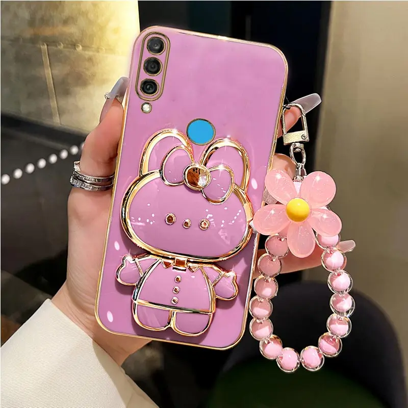 

Mirror Rabbit Flower Strap Case For Huawei P40 P20 P30 Lite P60 P50 Pro P30lite Nova 6 Se 3E 4E 3i 10i P P40Lite Stand Cover