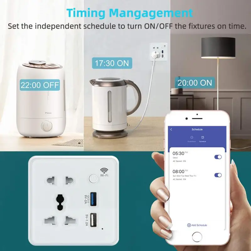 

Умная розетка с таймером, 2 в 1, 10 А, Usb 3,0
