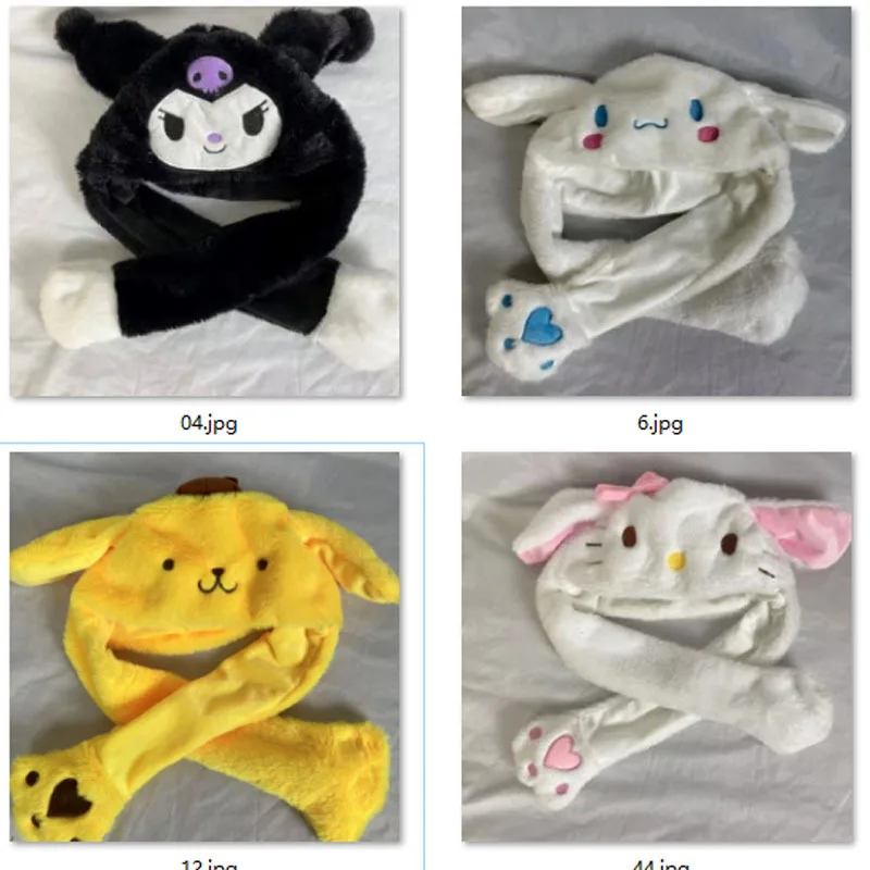 

New Sanrio Cinnamoroll Hellokitty Kawaii Kuromi Kids Hat Soft and Comfortable Hat Pinch Your Ear and It Moves Doll Hat Girl Gift