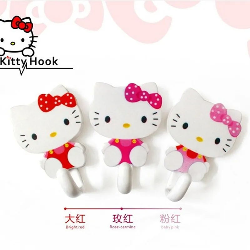 

Kawaii Sanrioed Anime series HelloKitty cute fashion Cartoon No punching Strong wall mounted sticky hook household products