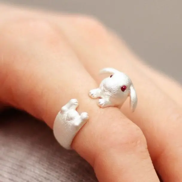 

Sweet Cute Rabbit Open Rings For Women Kids Lovely Animal Ear Tail Rose Wedding Party Finger Cuff Jewelry Girls Gifts Anillo