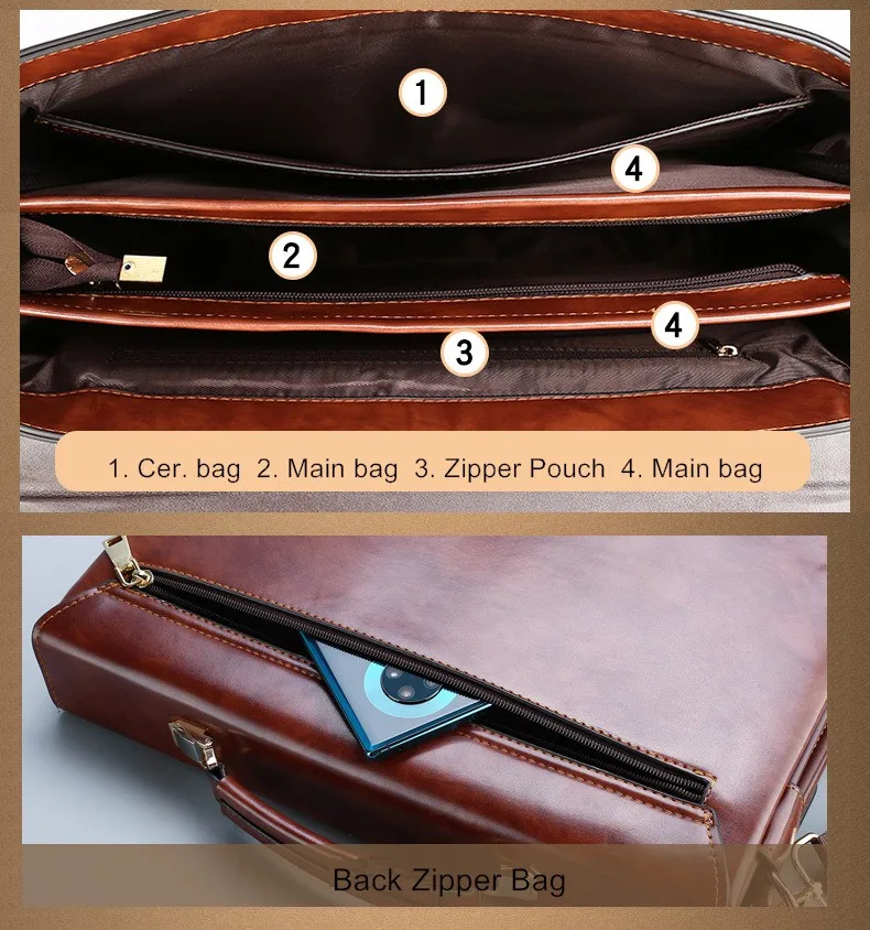 Men's Business Handbag Password Lock Briefcase Rero Portfolio Attache Large Capacity Office Computer Bag