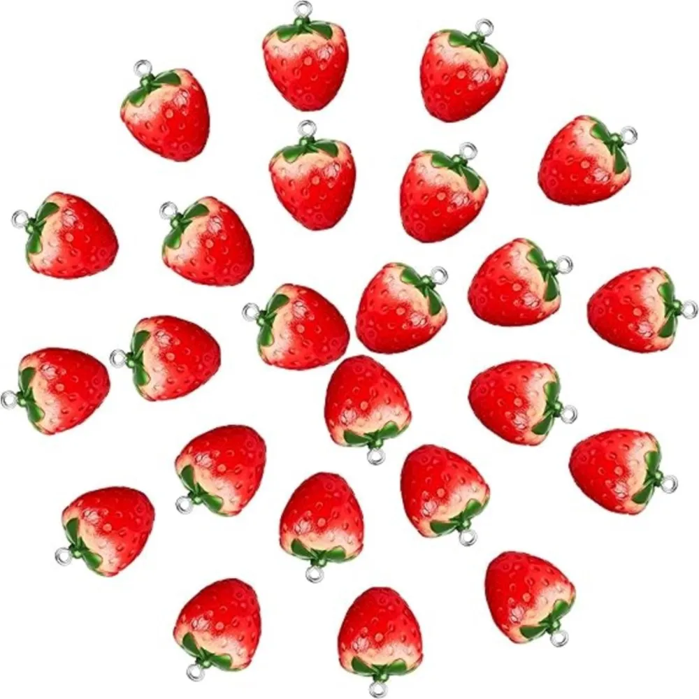 

5/10Pcs 3D Strawberry Shape Fruit Resin Charms Fashion Pendant For DIY Earrings Bracelet Keychains Jewelry Making Accessories