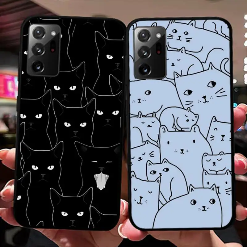 

Cute Cat Line Pattern Phone Case for Samsung A51 A30s A52 A71 A12 for Huawei Honor 10i for OPPO vivo Y11 cover