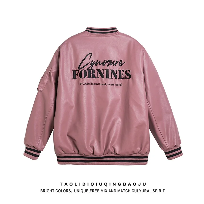 Женская куртка из искусственной кожи с вышивкой в американском винтажном стиле