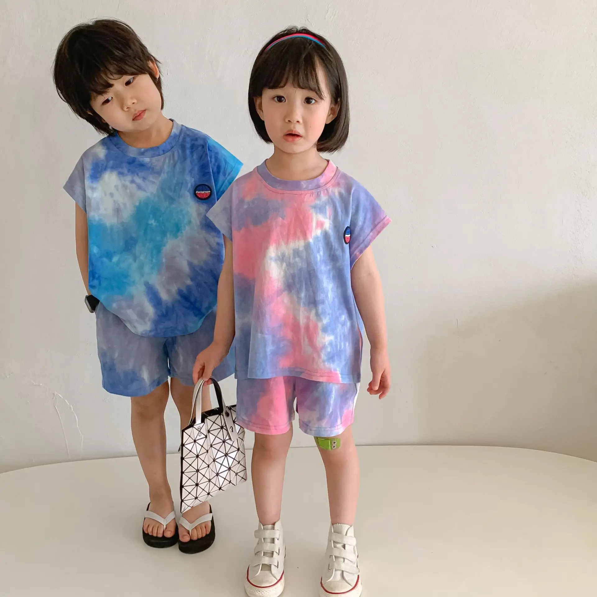 Summer Children Baby Boys Girls Clothes Outfits Sets Pullover Tie Dye Loose T-Shirt Shorts Suits Baby Sports Clothing Set