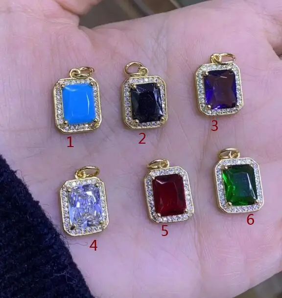 

2 шт. DIY прямоугольный CZ камень Золотое Ожерелье Подвески шармы для изготовления ювелирных изделий ручной работы аксессуары dfg4s