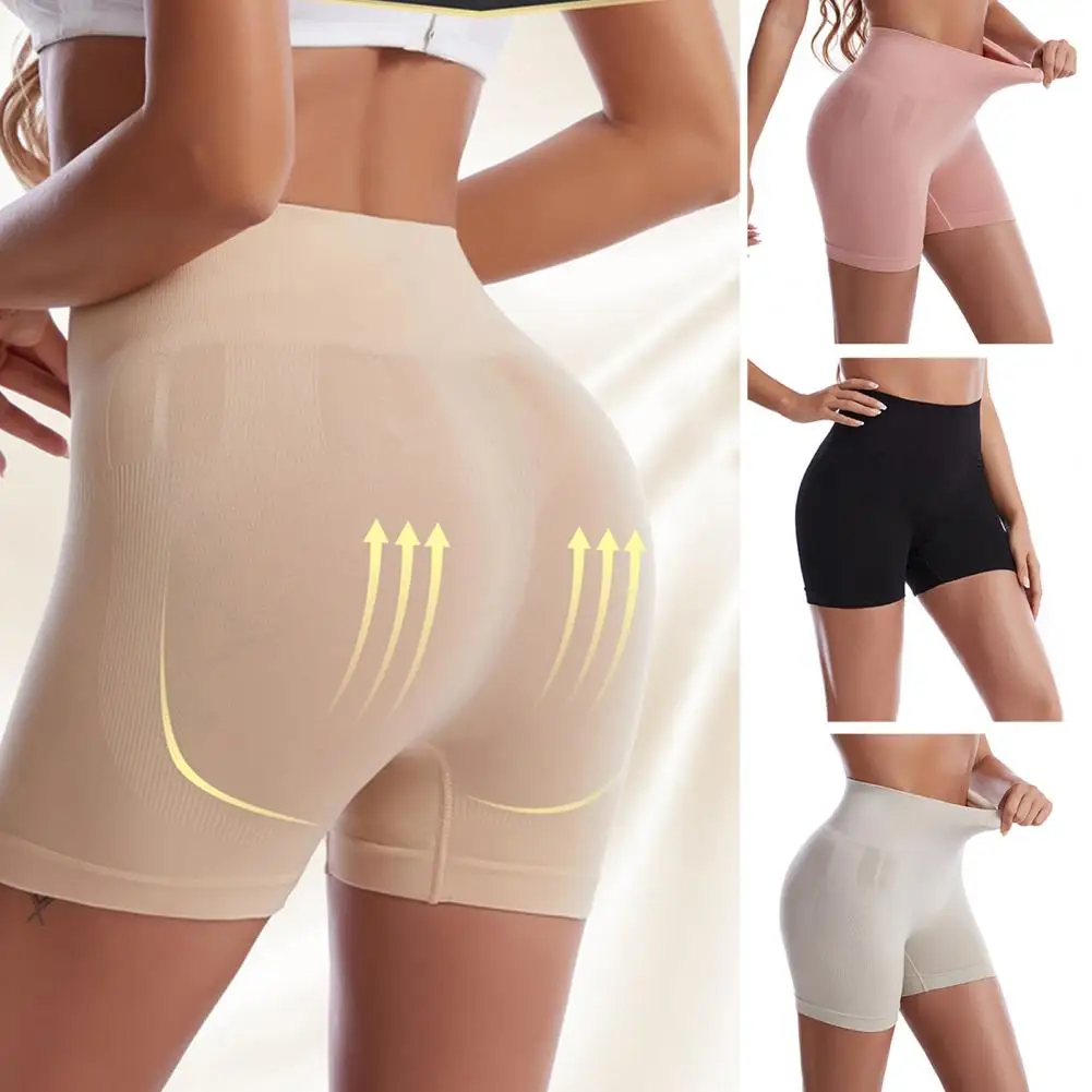 

Women Underpants Breathable High Waist Slimming Solid Color Figure Shaping Tummy Control High Elasticity Women Boxers Inner Wear