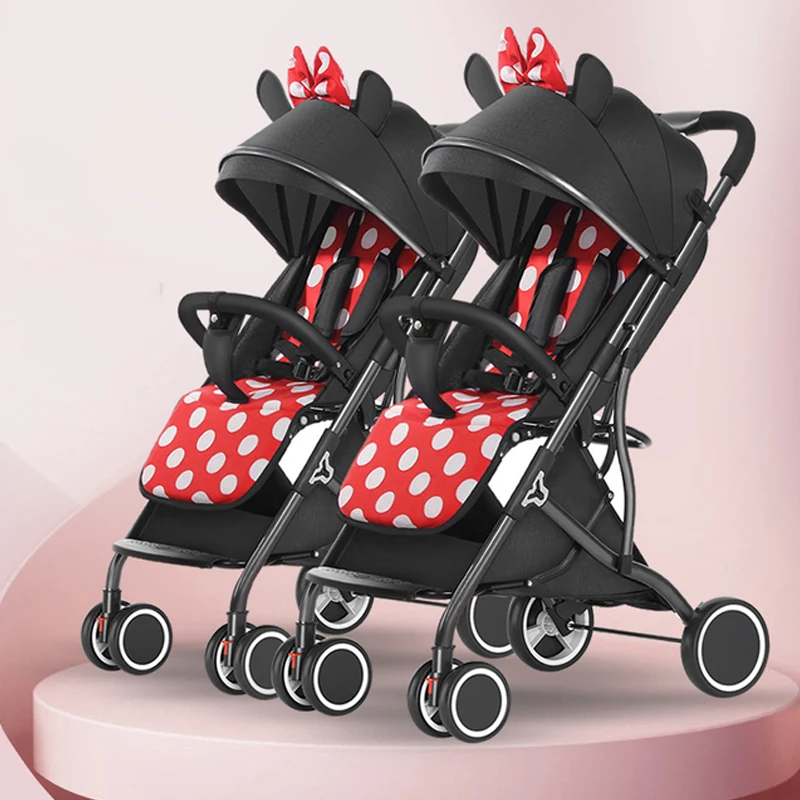 Twin Baby Strollers Portable Lightweight Travel Cart Detachable Can Sit Lying Kids Multiple Stroller