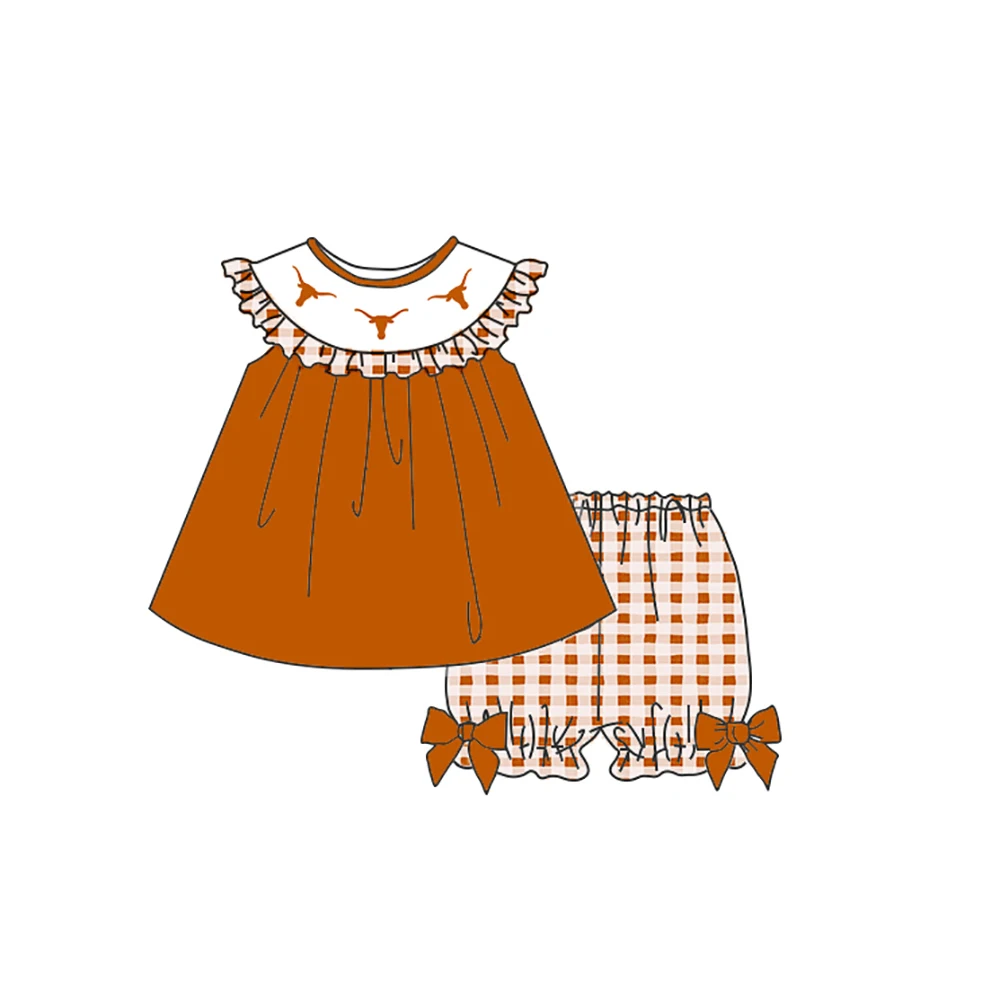 Оптовая продажа детская одежда для школьной команды шорты в клетку западном