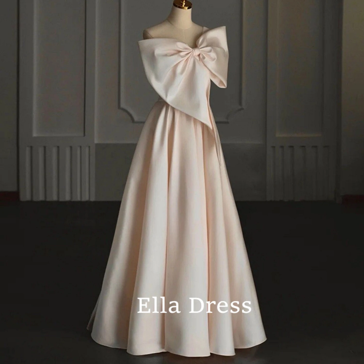 

Женское атласное платье-футляр Ella, Элегантное Длинное розовое платье-трапеция на одно плечо с большим бантом, коктейльное платье для выпускного вечера
