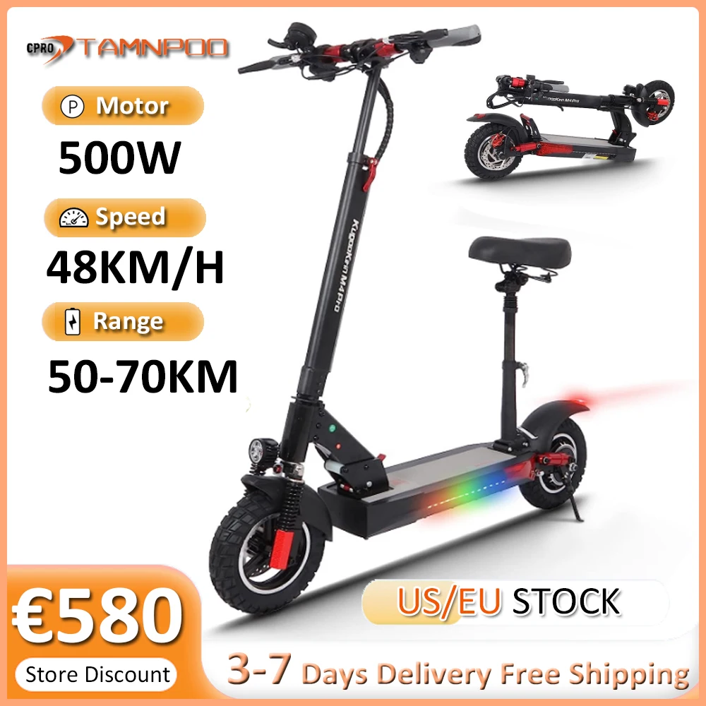 

M4 Pro Electric Scooter for Adults 500W 48V 18AH Max Speed 48KM/H 10" Off-Road Tire Folding Commuter Electric Scooter with Seat