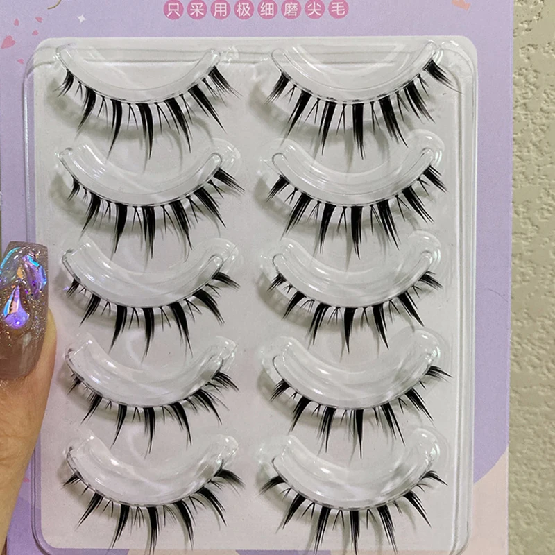New Hand Thick False Eyelashes Tapered Cross Messy Soft Natural Fake Eyelashes Daily Dating Makeup Tools Eyelashes