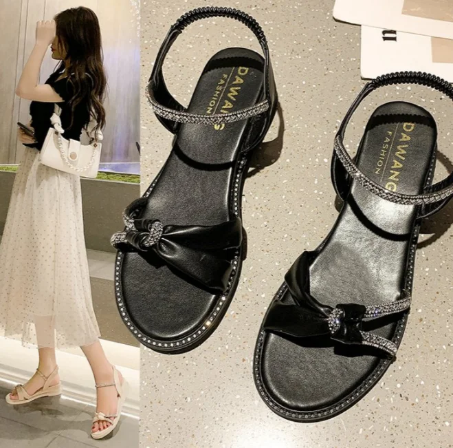 

Сандалии женские кожаные на плоской подошве, босоножки на платформе, летняя обувь