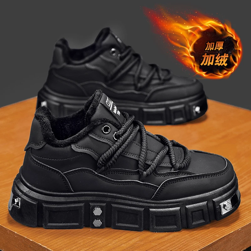 CYYTL Зимние ботинки Мужская зимняя обувь Теплые меховые повседневные кожаные