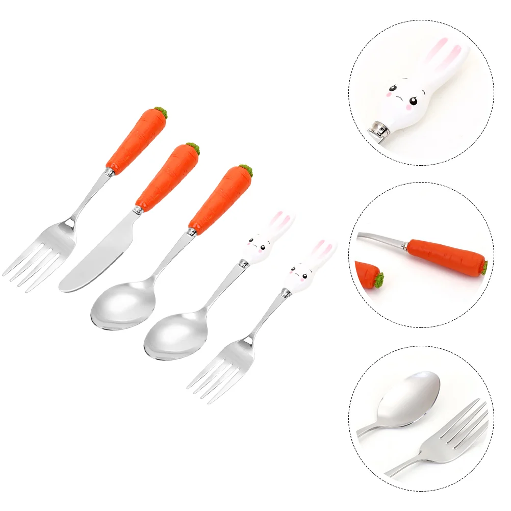 

Fork Spoon Set Childtableware Cutlery Carrot Reusable Toddler Rabbitkid Lovely Dinner Spoons Soupclassic Elegantutensils Travel