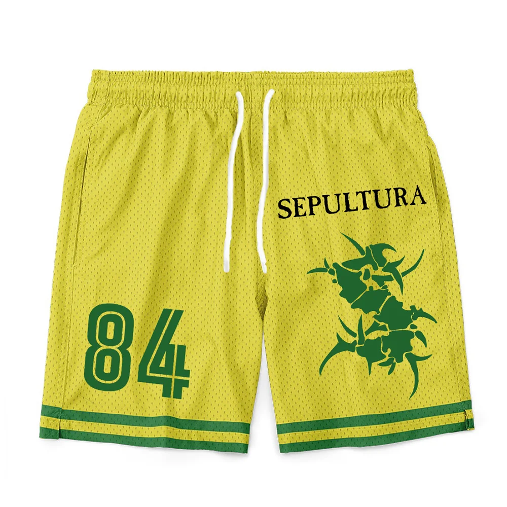 Фото Футбольные шорты Sepultura 84, летние свободные модные шорты с 3D-принтом, повседневные мягкие шорты унисекс, уличная одежда для мужчин, товары в стиле хип-хоп №2
