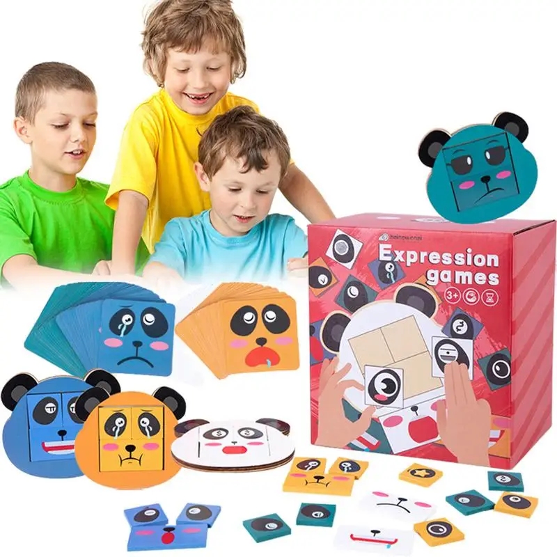 

Face-Changing Puzzle Toy Wooden Puzzle Game Board Games Facial Expression Building Blocks Face Matching Building Blocks