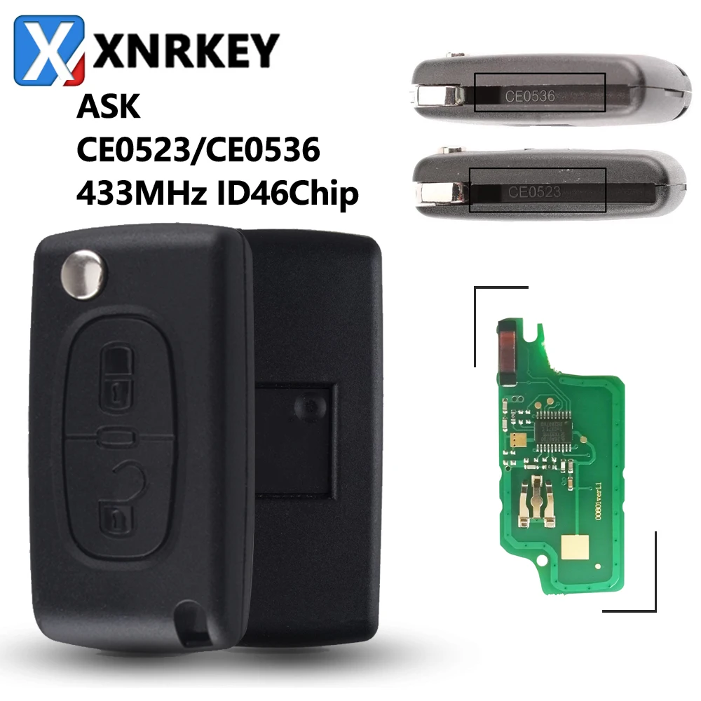 

XNRKEY 2 Buttons Car Key Filp Car Remote Key 433MHz For CITROEN C1 C2 C3 C4 C5 Berlingo Picasso For Peugeot ID46 CE0536 VA2/HU83