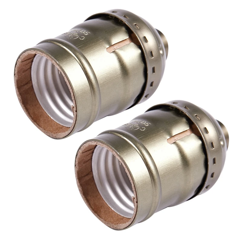 

2X Vintage Lamp Light Base Socket Holder Adapter E27 Bulbs No Wire No Switch,Antique Brass
