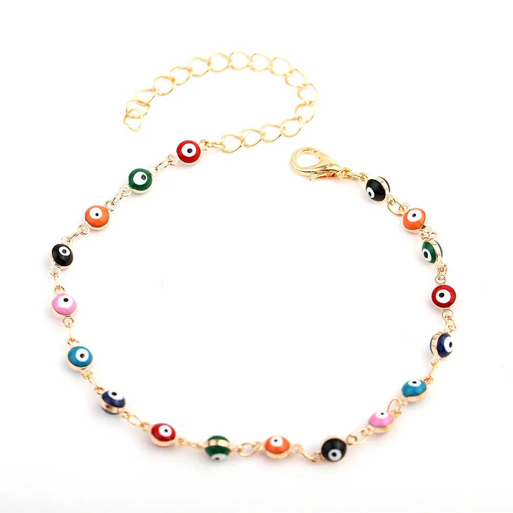 

New dry flower anklet retro colorful eye thousand flower anklet women