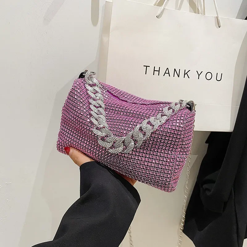 

Women Crossbody Fashion Bag Shiny Bag Handbag Rhinestone Luxury Trend Nightclub Female Underarm Party Evening Carnival Glitter