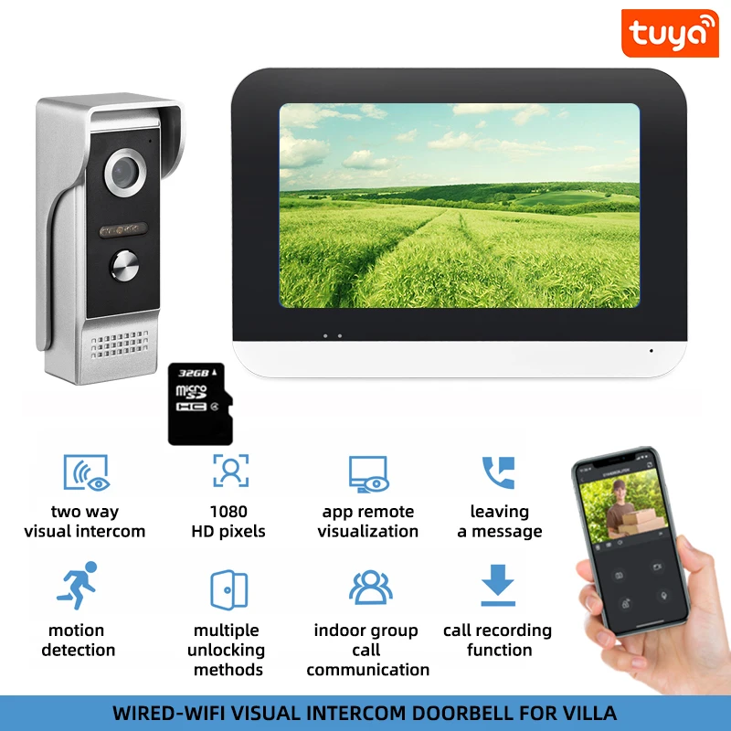 

Дверной видеодомофон Tuya с поддержкой Wi-Fi, 1080P
