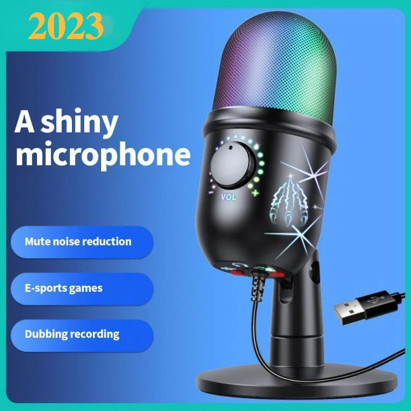 

Конденсаторный микрофон с подсветкой, люминесцентный микрофон с Rgb подсветкой, шумоподавление, миниатюрный Usb-микрофон