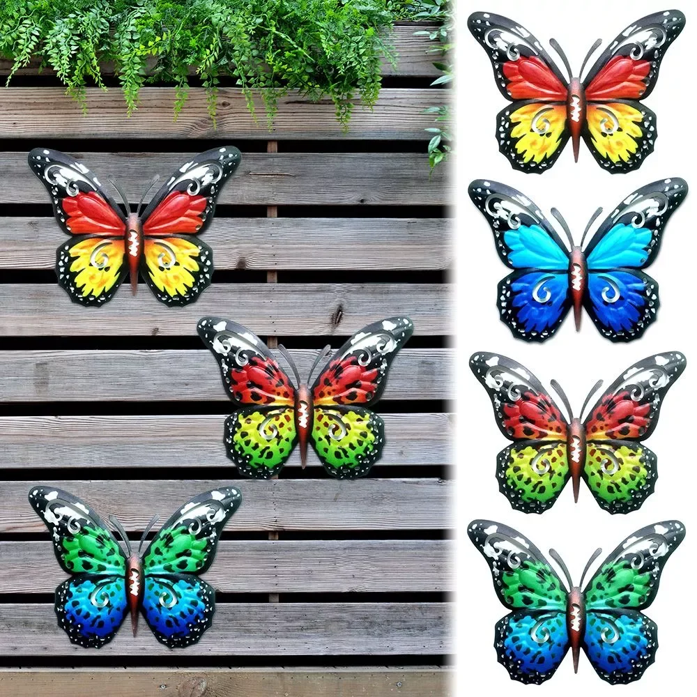 

Courtyard Artwork Statue Sculpture Home Decoration Wall Hanging Garden Craft Iron Art Metal Butterfly Ornament