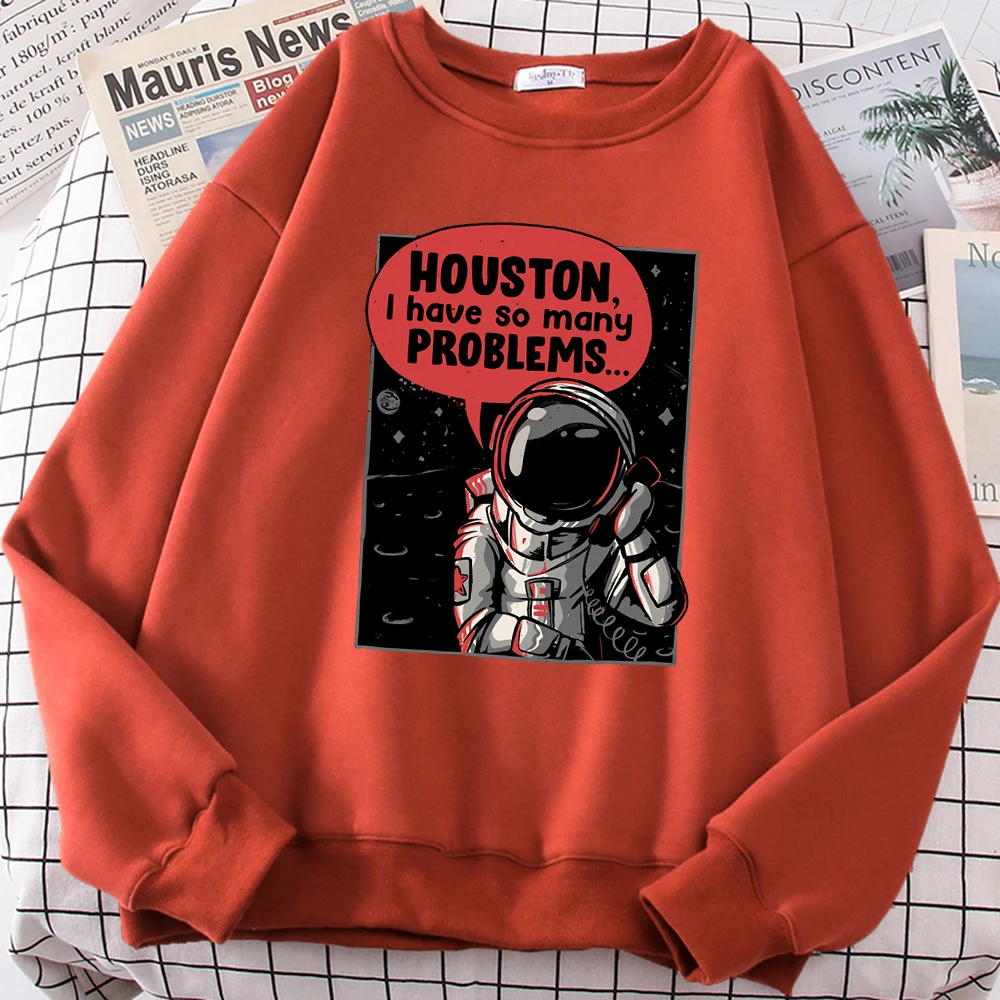 

Cartoon Astronaut Houston I Have So Many Problems Hoodie Men Loose Fleece Sweatshirt Casual Autumn Clothes Warm Tracksuit Male