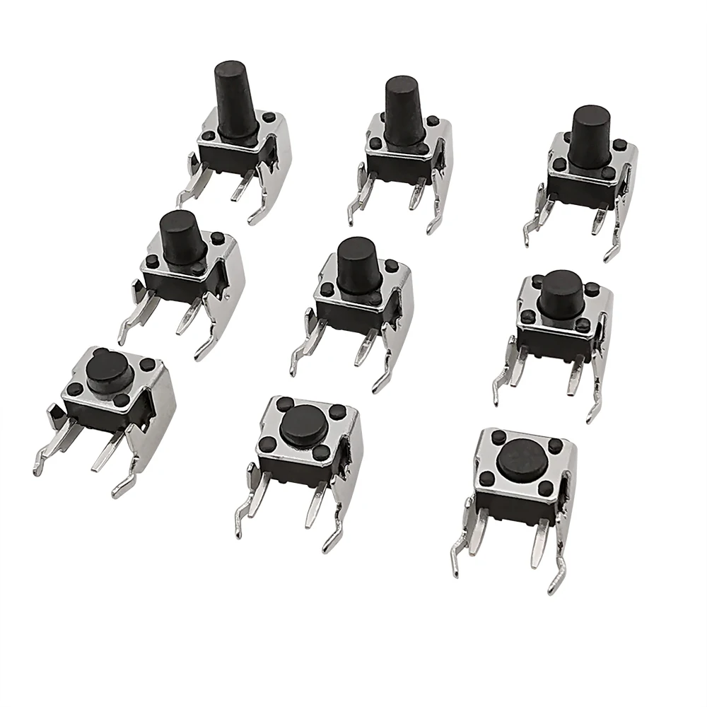 

20 шт. Тактильные кнопки LOCHEUK 6x6, пластик, черный/серебристый