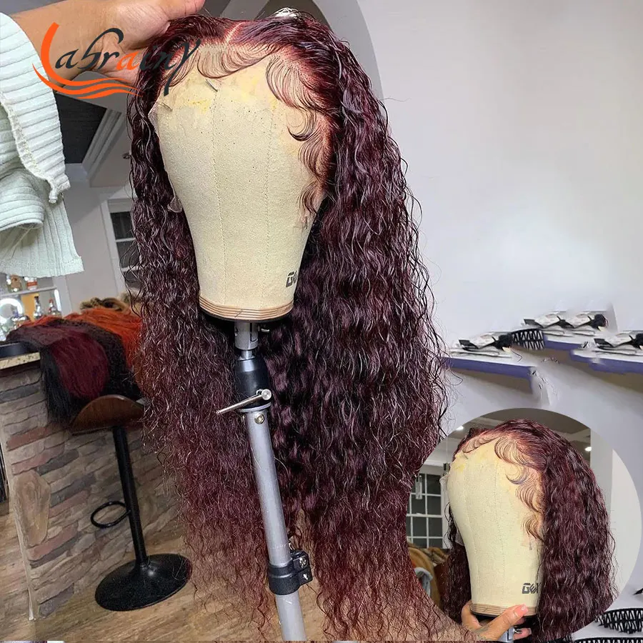 360 бразильские вьющиеся человеческие волосы на сетке спереди парики бордового