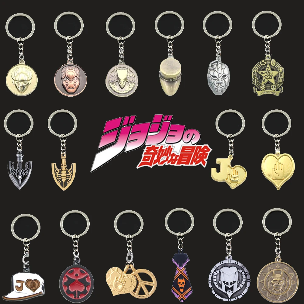 Anime JOJOS BIZARRE ADVENTURE Keychain Cospla Mask Metal KILLER QUEEN Pendant Keyring Holder Higashikata Josuke llaveros Jewery