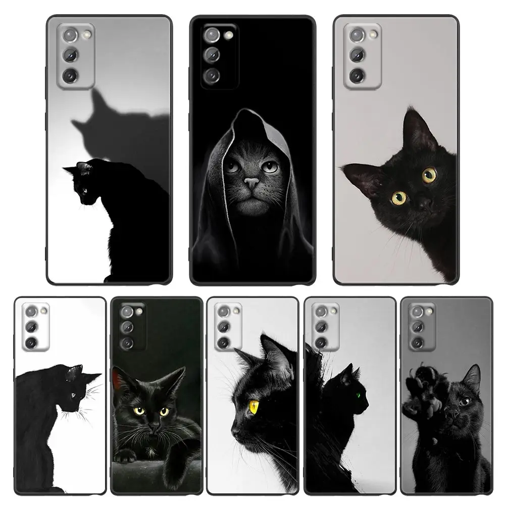 

black Cat Kitty Animal Case For Samsung Galaxy M62 M52 M51 M42 M33 M32 M31 M30sM23 M22 M21 M12 M11 F62 F52 F42 F41 F22 F12 A9 A7