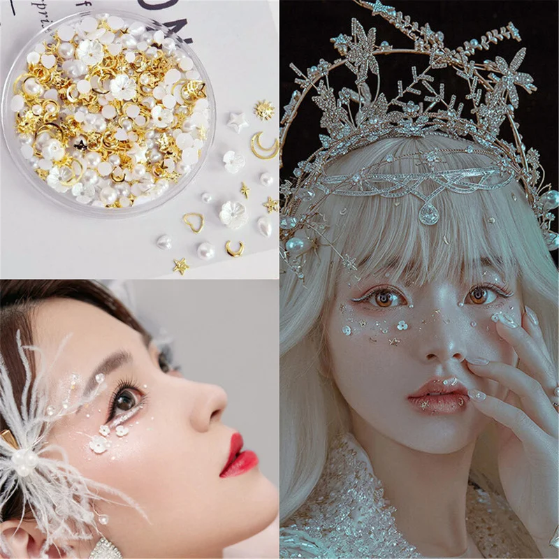 Блестящие стразы украшения для ногтей невесты глаза лицо макияж блестящие