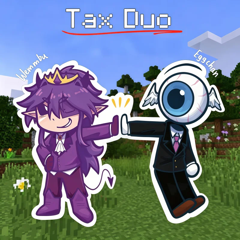 Фото Акриловые брелоки-пары Unstable Universe Tax Duo: Wemmbu & Eggchan, лучшие друзья, коллекция для фанатов SMP Gamer №1